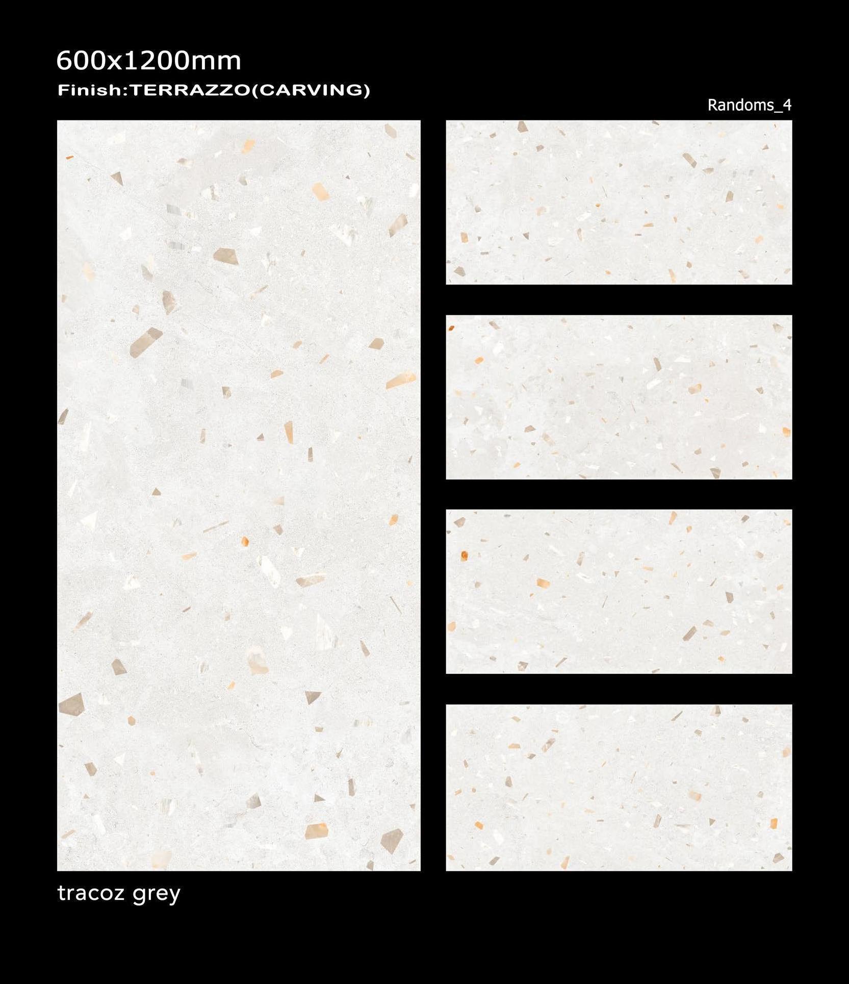 600X1200 mm glazed ceramic porcelain vitrified wall floor tiles with Terrazzo carving retro design series for wall and floor