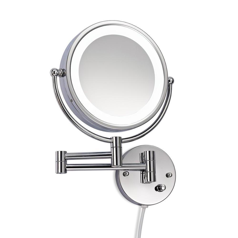 Star Hotel Two Way Extendable Swing Arm Led Lamp Lighted Mirror To Hang On Wall