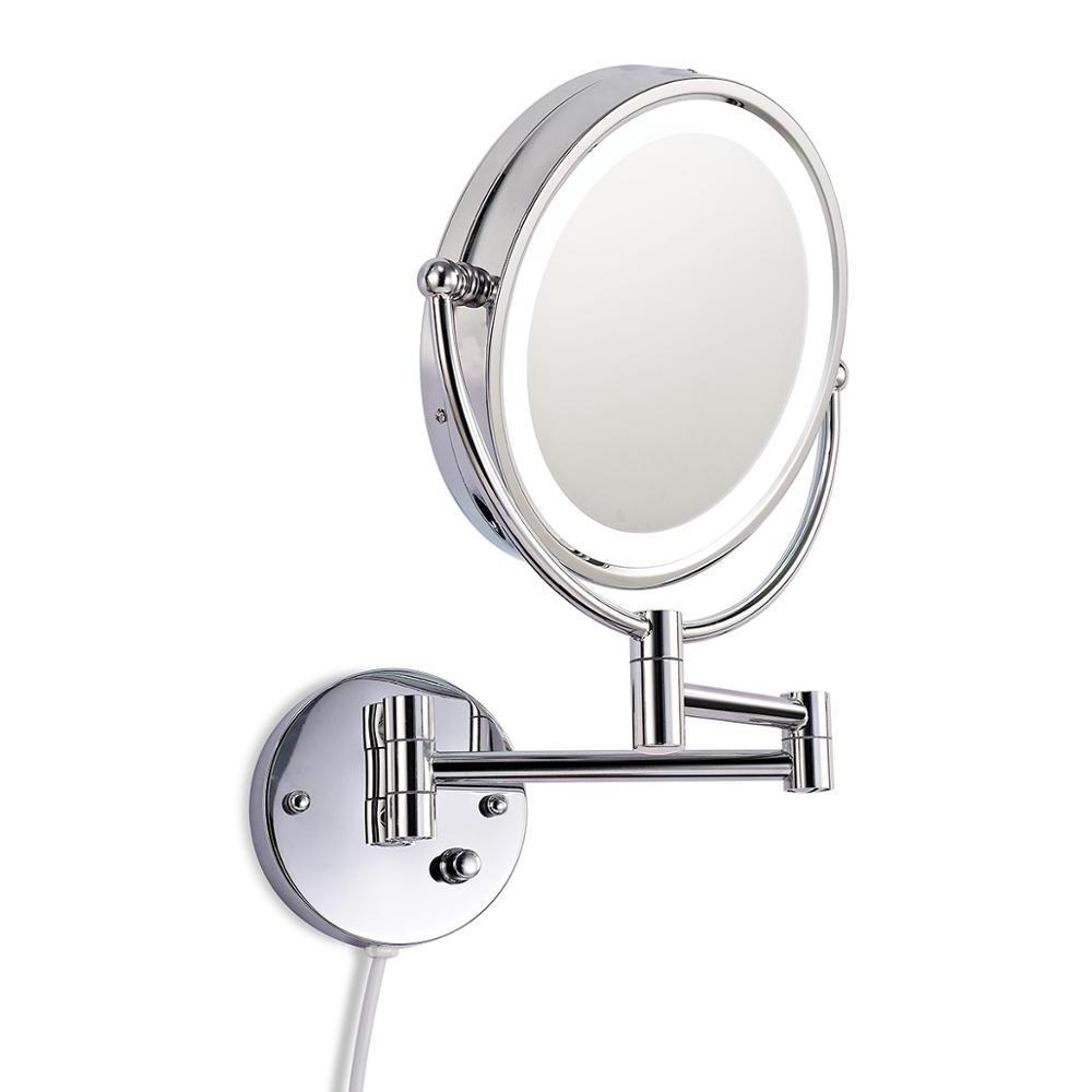 Star Hotel Two Way Extendable Swing Arm Led Lamp Lighted Mirror To Hang On Wall