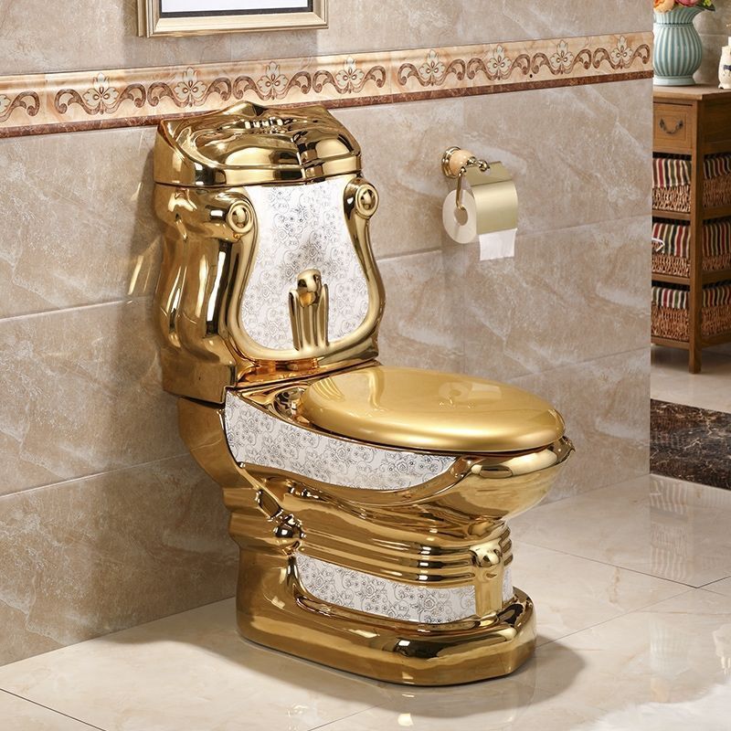 TUSSON Wc Bathroom Commode Ceramic Gold Toilet Royal Extreme Luxury First-class Quality Electroplated Hotel Golden One Piece