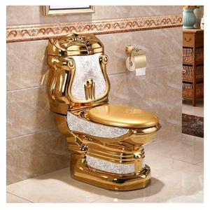 TUSSON Wc Bathroom Commode Ceramic Gold Toilet Royal Extreme Luxury First-class Quality Electroplated Hotel Golden One Piece