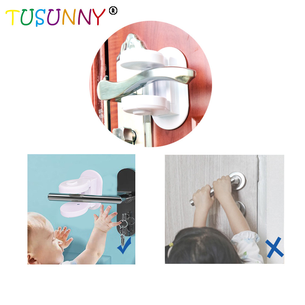 Door Lever Lock Child Toddler Proof Safety Doors Handles Adhesive Kids Child Baby Safety Door Lock