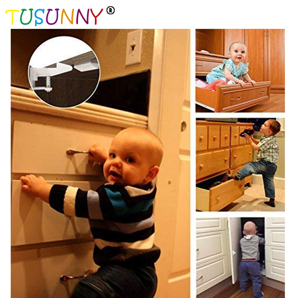 Cabinet Locks Child Safety Latch - 12 Pack Baby Proofing Cabinets Drawer Lock with Adhesive Easy Installation