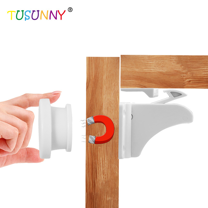 With key self adhesive cabinet magnetic lock for baby or child safety proofing