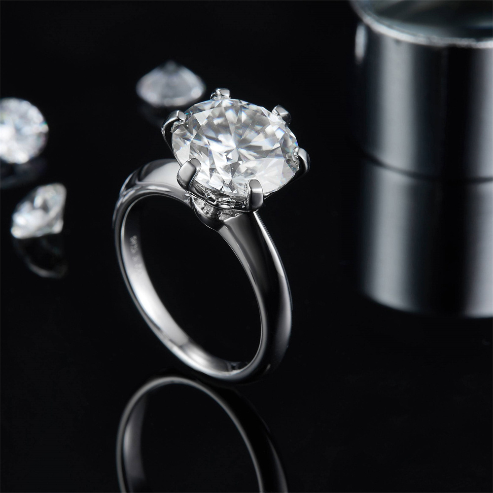 Wholesale Moissanite Jewelry 925 Sterling Silver Wedding Engagement Moissanite 5.0 ct Diamond Ring