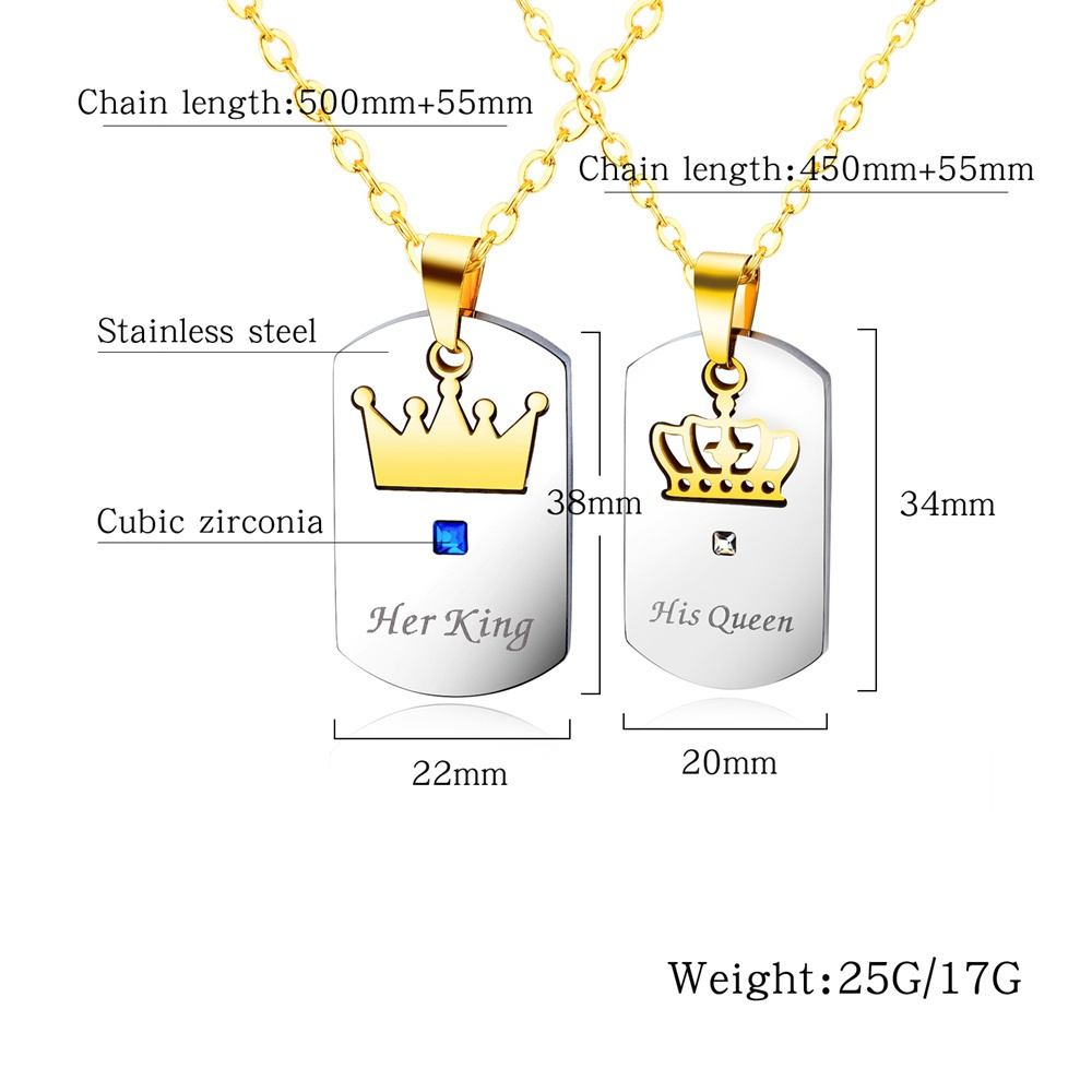 High Quality Best Design Stainless Steel Cheap Crown Charm Couple Necklace Pendant