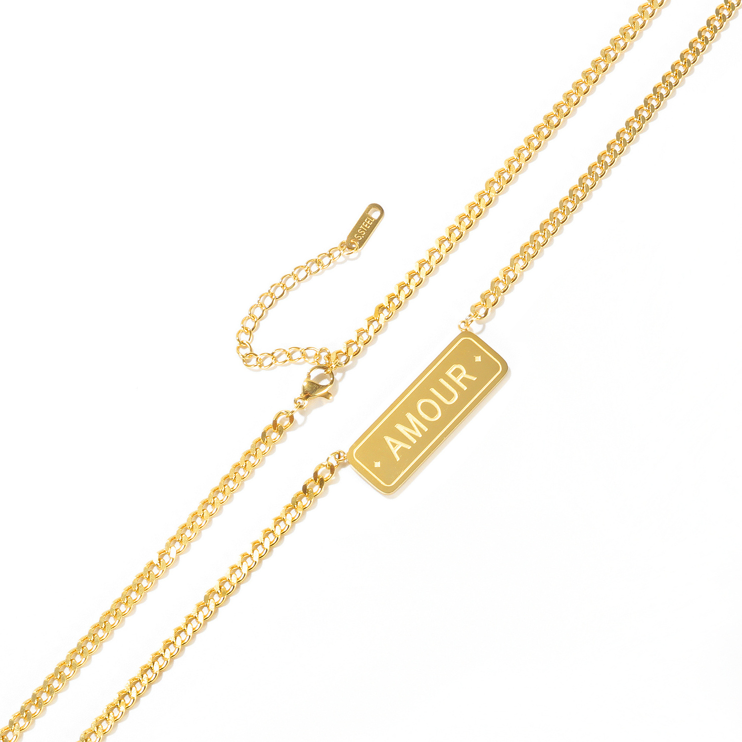 Engraving Best Seller  316L Stainless Steel Women Charm Gold Necklace Jewelry