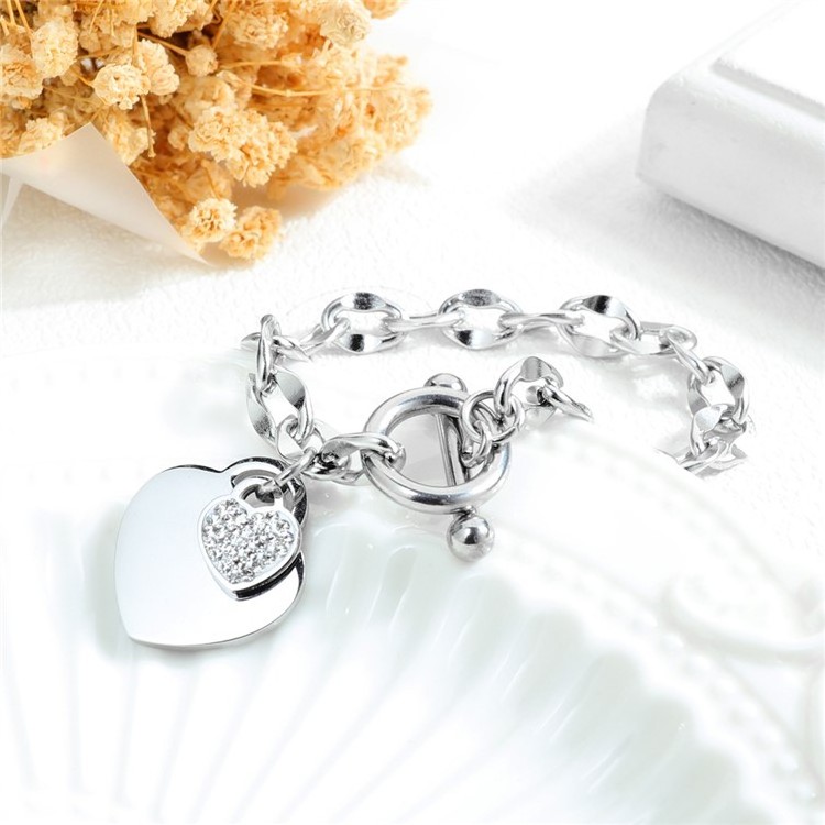 Charm Women Fashion Heart Customize 316L Stainless Steel Bracelet