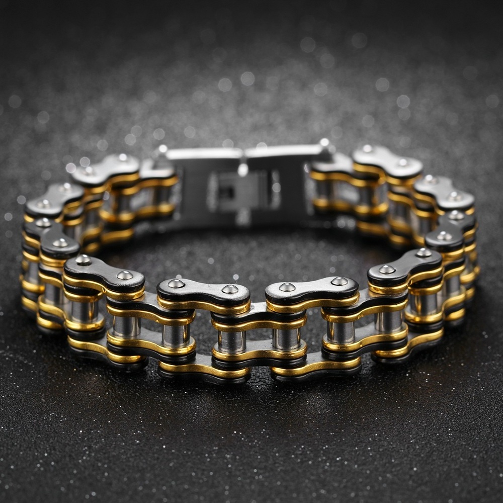 Charm Fashion Three Color Mechanical Chain Customize 316L Stainless Steel Bracelet