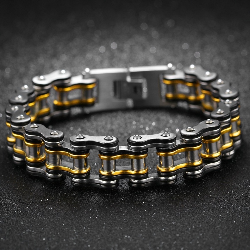 Charm Fashion Three Color Mechanical Chain Customize 316L Stainless Steel Bracelet