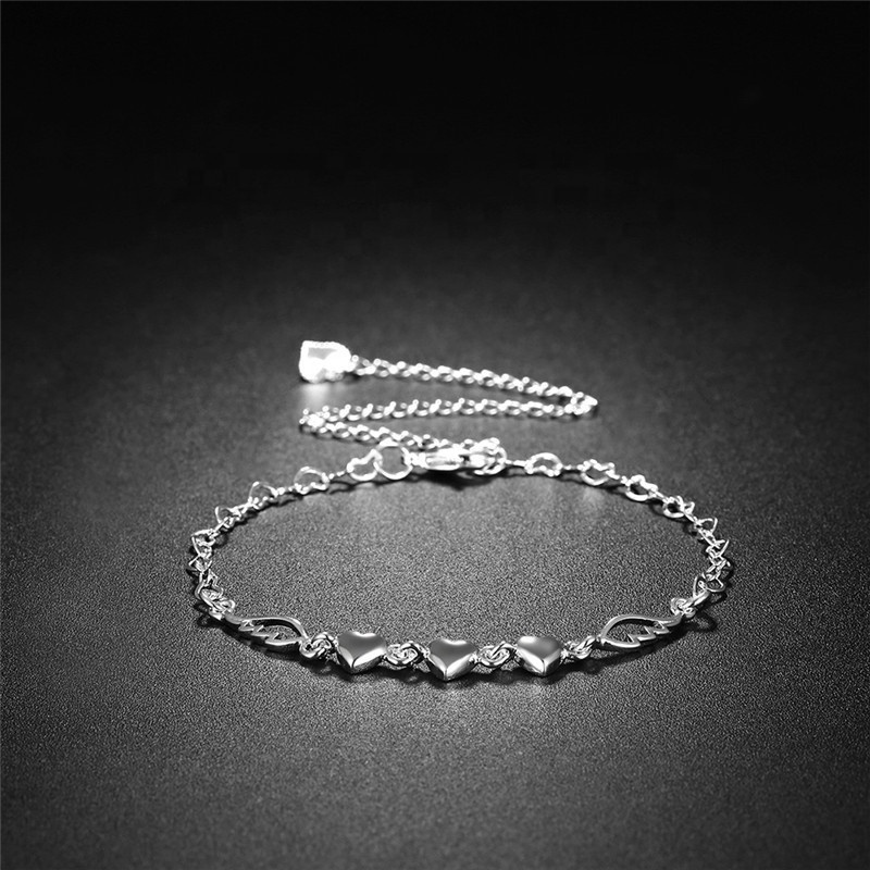 Women Feet Bracelet Body Jewelry Cute Wing Heart Bead Indian Silver Anklet