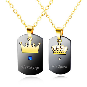 High Quality Best Design Stainless Steel Cheap Crown Charm Couple Necklace Pendant