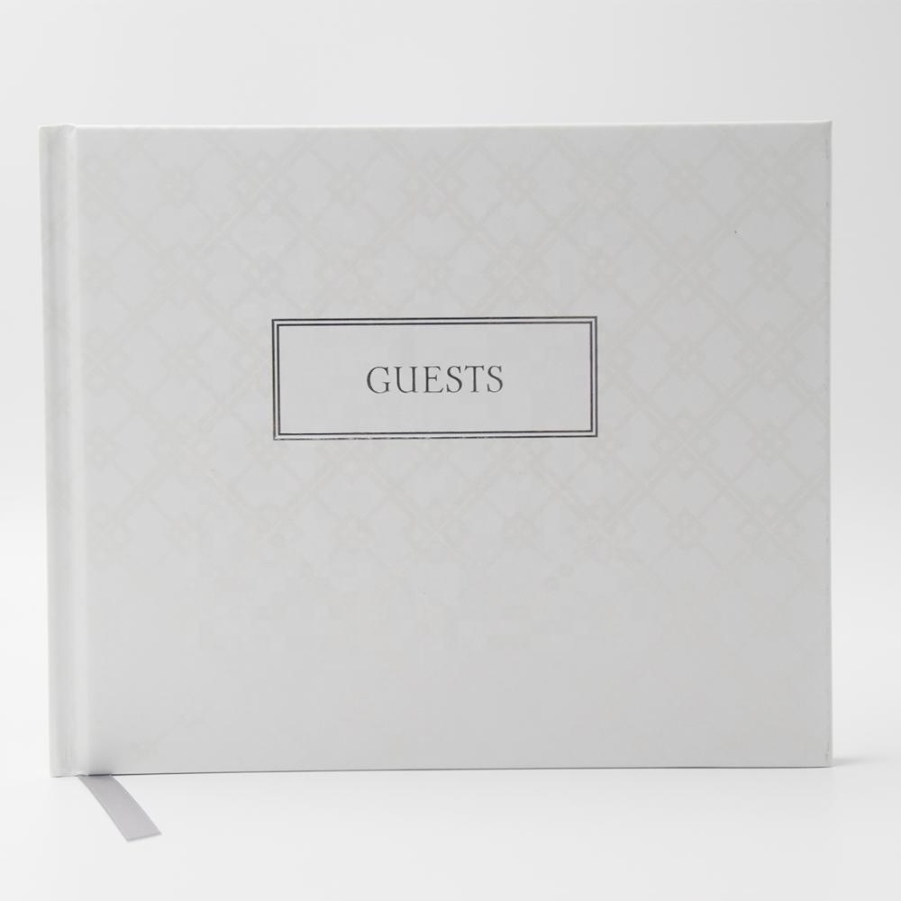 White Wedding Guest Book Silver Signature Guestbooks Lines Memory Signature Message Book