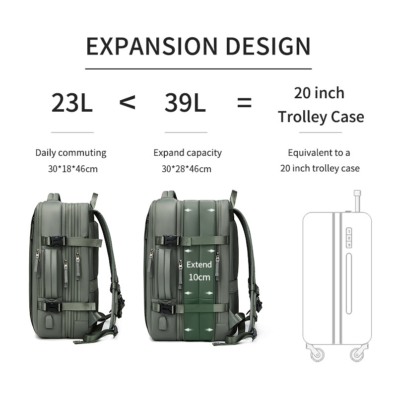 Large Capacity TSA Lock Travel Backpack Unisex Fashion Vacuum Compression Zipper Waterproof Casual Sports Laptop Backpack