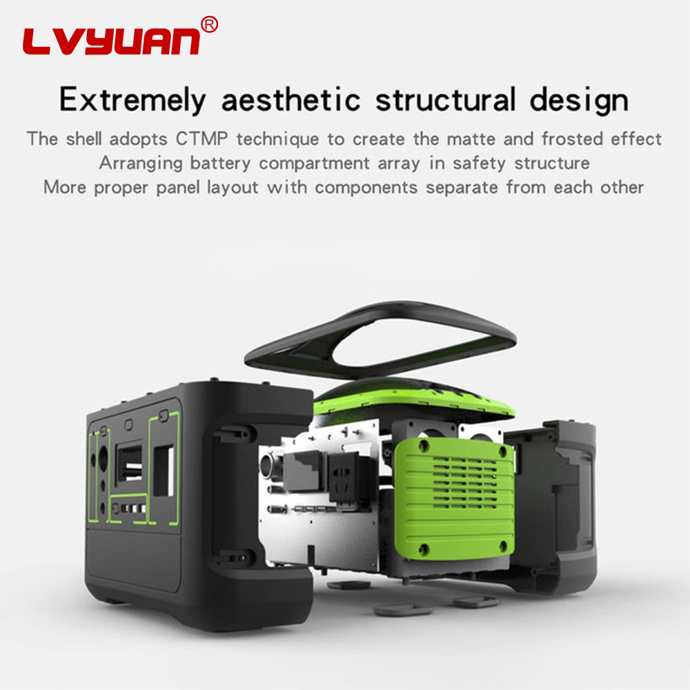 Lvyuan Home Camping RV 500W 153600mAh 220V Portable Power Station Solar Generator Emergency Battery