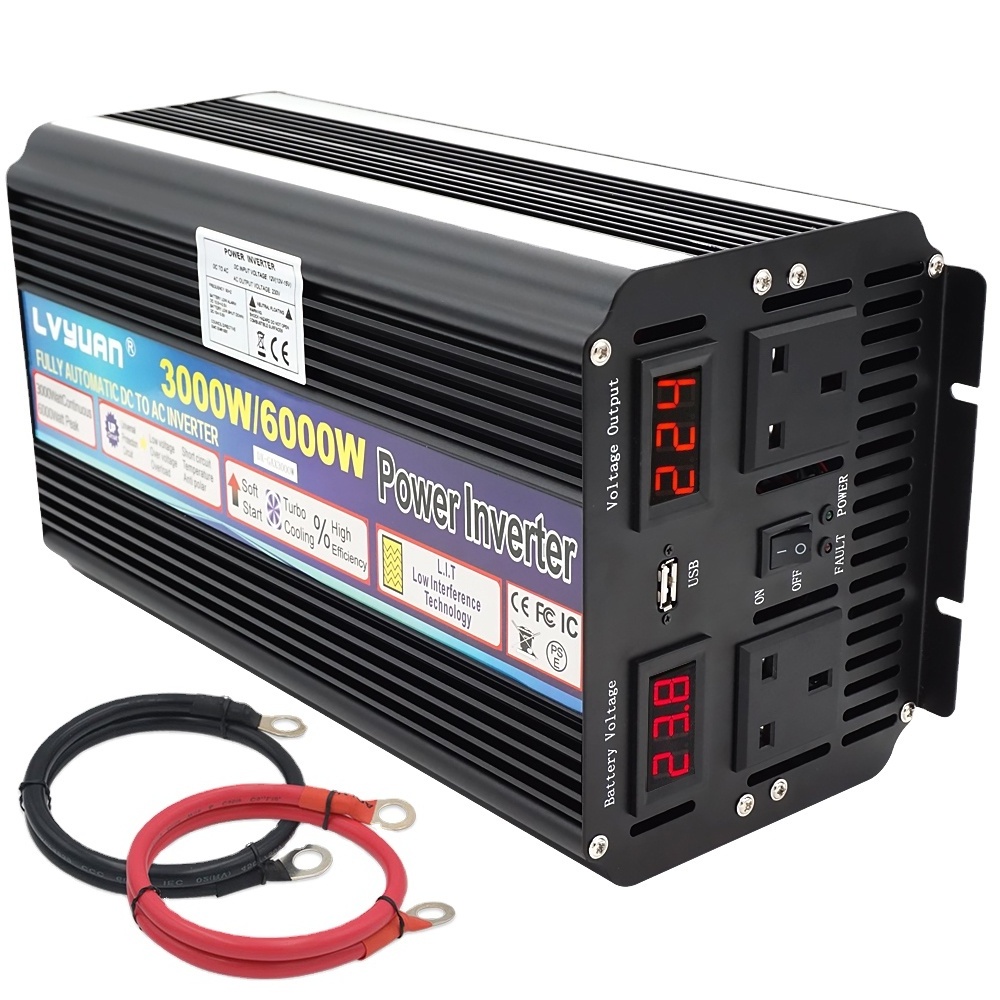 LVYUAN Big Power Car Inverter 3000W 6000 Watt Power Inverter DC 12V AC 220V Modified Sine Wave Car Inverter