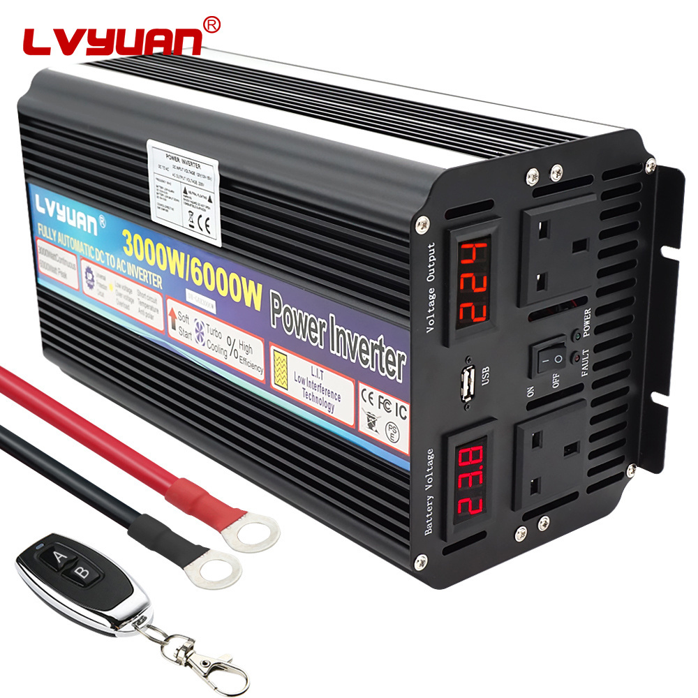 LVYUAN Big Power Car Inverter 3000W 6000 Watt Power Inverter DC 12V AC 220V Modified Sine Wave Car Inverter