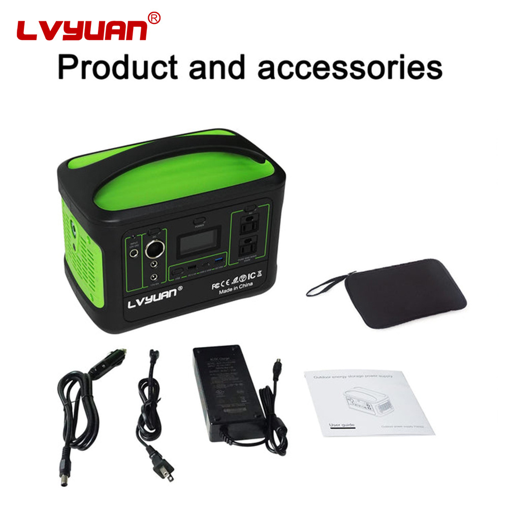 Lvyuan Home Camping RV 500W 153600mAh 220V Portable Power Station Solar Generator Emergency Battery