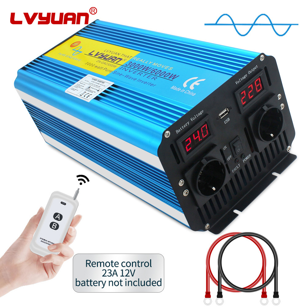 Lvyuan  DC - AC 3000W Peak 6000W  12V 24V  - 230V 220V solar inversor de onda pura Pure Sine Wave Inverter