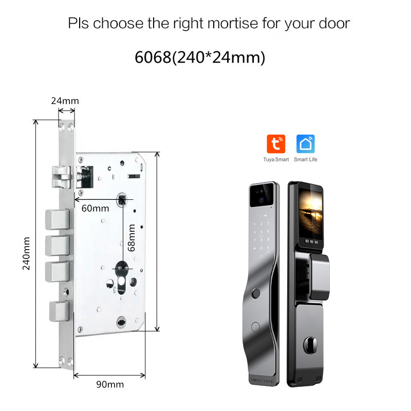 TYSH Tuya Automatic Biometric Lock Rfid Ic Cardf Wifi App Combination 3d Face Fingerprint Smart Door Locks