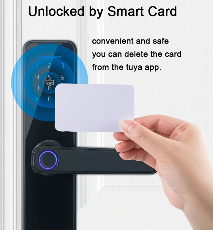 TYSH Tuya Smart  App Fingerprint Password Card Key App Wood Door Safe  Electronic System Wifi Door Lock