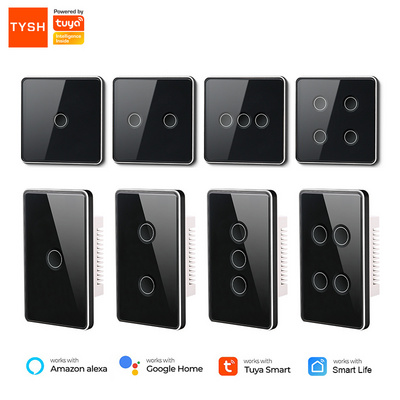 TYSH Zigbee Tempered Glass Smart Home Touch Light Switch 1/2/3/4 Gang Tuya App Remote Control Wall Switch Work With Google Alexa