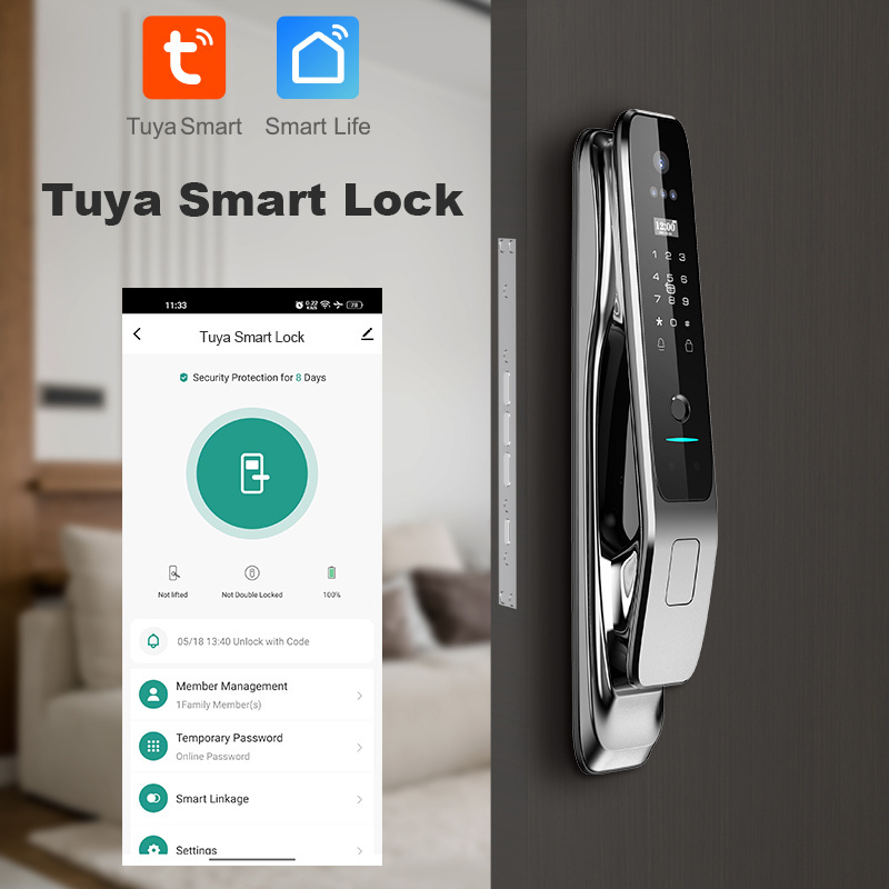 TYSH Manufacturers Prices Face Smart Lock With Camera Tuya Wifi Security Biometric Fingerprint Fully Automatic Smart Door Lock