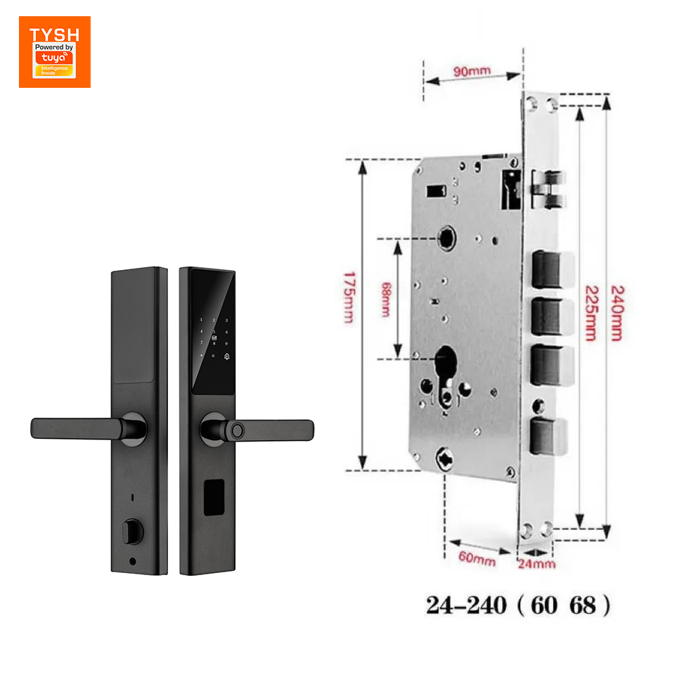 TYSH Factory Price Home Security Digital WiFi Tuya App Smart Door Lock Aluminum Fingerprint Inside Handle Tuya Smart Lock