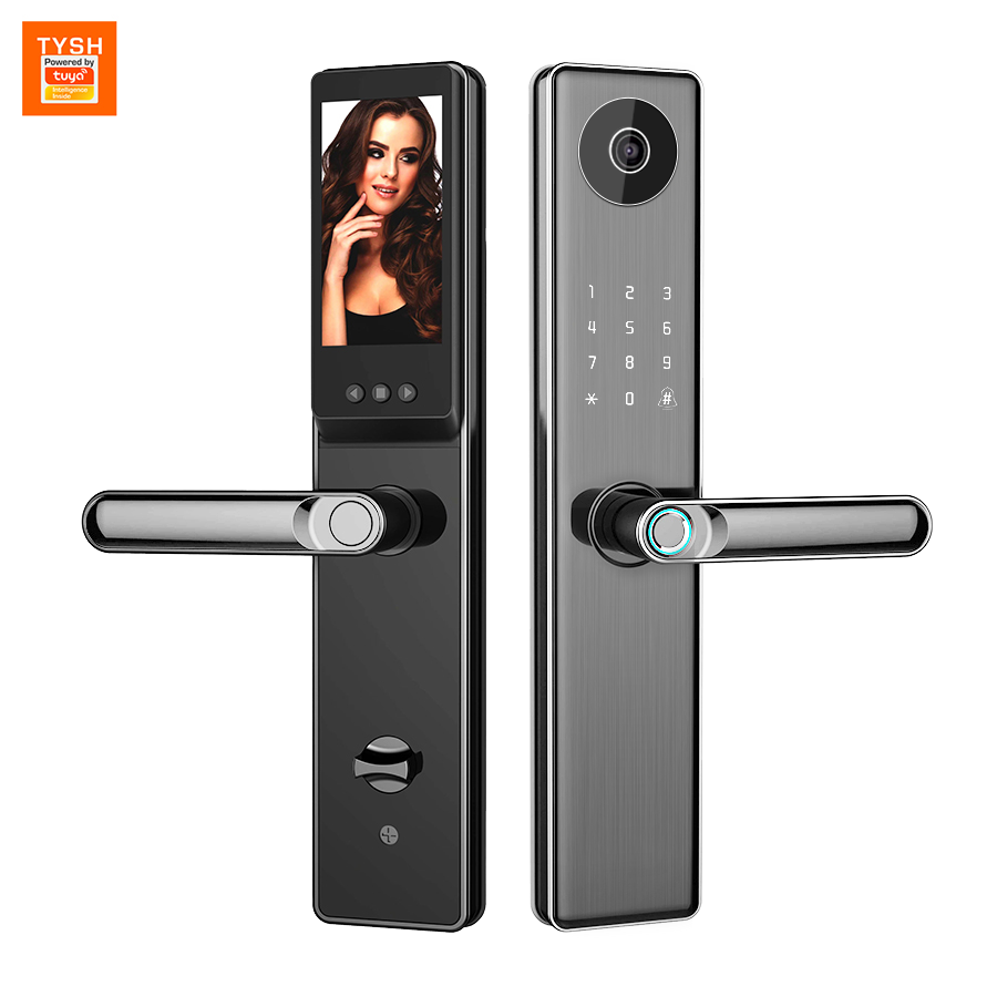 TYSH Electronic Fingerprint Cerraduras Digital Tuya Wifi Inteligentes Security Locks Front Smart Home Door Lock With Camera