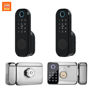 TYSH Tuya Smart Digital Door Lock Outdoor Waterproof Double Fingerprint Lock Digital Password Rfid Card Keyless Smart Door Lock