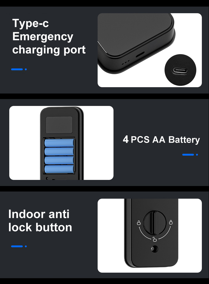 TYSH Tuya Wifi Fingerprint Biometric Smart Lock Door Bluetooth Card Key Cerraduras Inteligentes Smart Door Lock