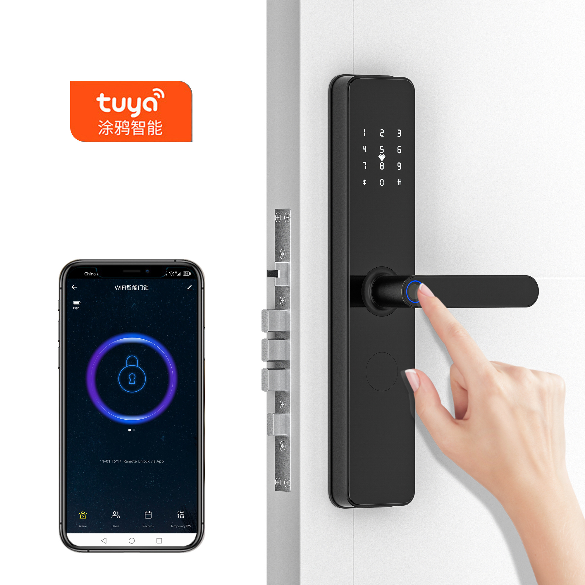 TYSH Tuya Wifi Fingerprint Biometric Smart Lock Door Bluetooth Card Key Cerraduras Inteligentes Smart Door Lock