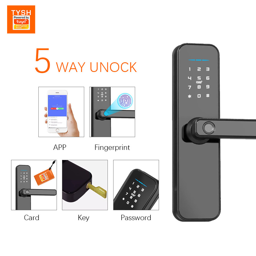 TYSH Tuya App Wifi Smart Lock Remote Network Control Lock Waterproof Digital Door Lock Aluminum Alloy Support 3585/5050 Mortise