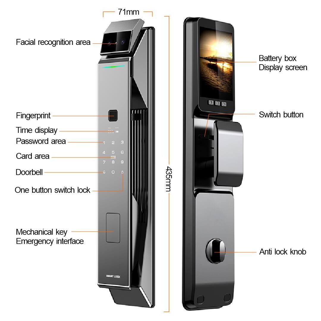 TYSH 3d Face Recognition Smart Door Lock With Camera Cerradura Wifi Biometric Fingerprint Security Fully Automatic Smart Lock