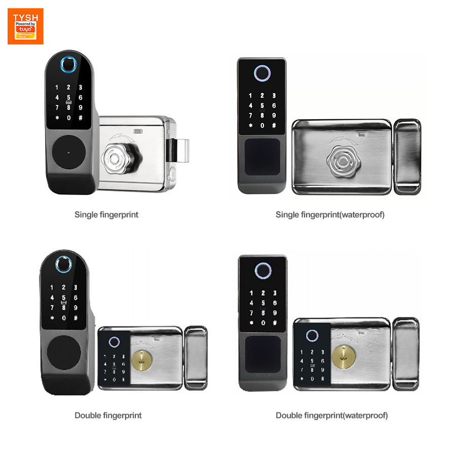 TYSH Waterproof Tuya App Smart Rim lock Wifi Intelligence Double Fingerprint Door Lock Digital Key Code Electronic Lock