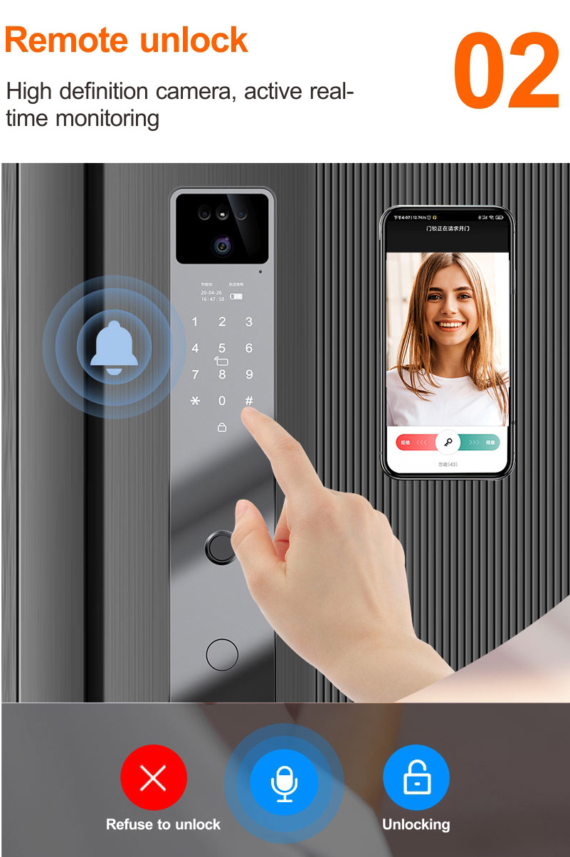 TYSH 3D Face Recognition Smart Locks For Front Door Tuya Wifi Electronic Biometric Fingerprint Password Digital Door Locks