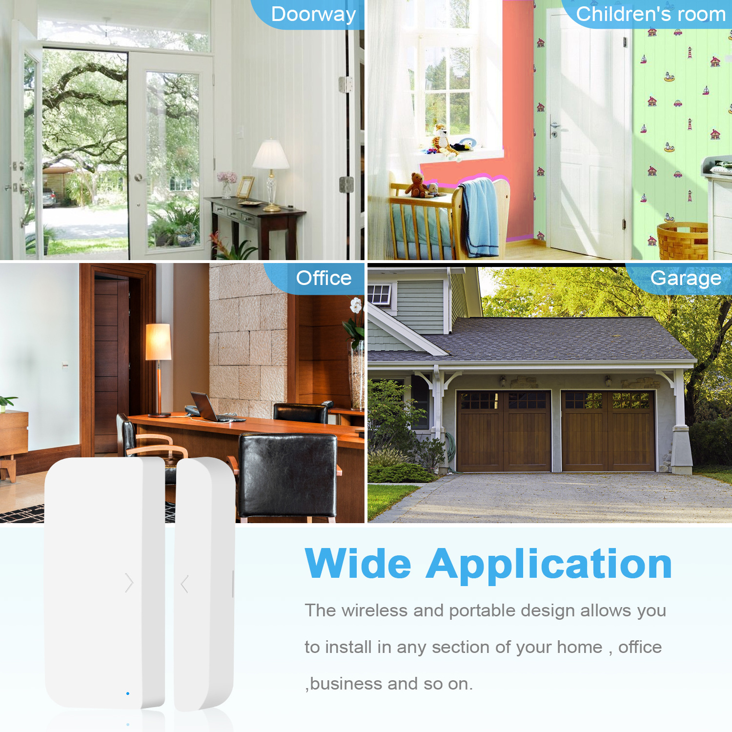 TYSH Matter Smart Home Voice Control Wireless Portable Wifi or Zigbee Door Window Sensor By Google Home and Alexa