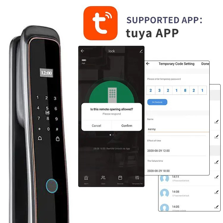 TYSH Fingerprint Electric Fully Automatic Lock Tuya App Smart Home Door Lock Biometric Fingerprint Lock For Wood Door