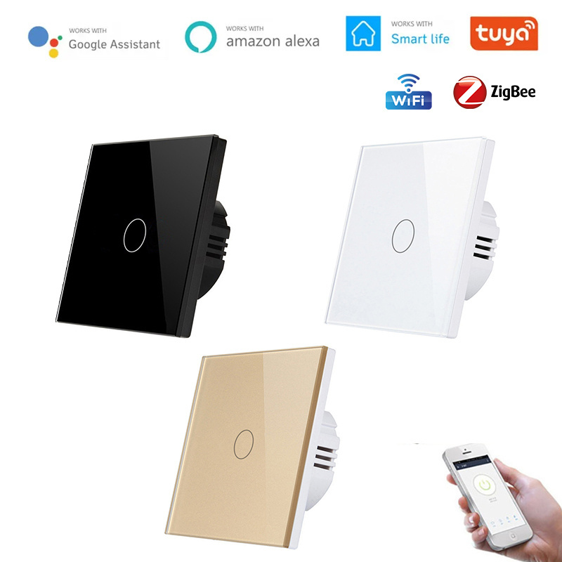 TYSH 1/2/3/4 Gang 1 Way Wireless Remote Control Switch Smart Home Switch Tuya Wifi Wall Light Lamp Touch Module Alexa Switch