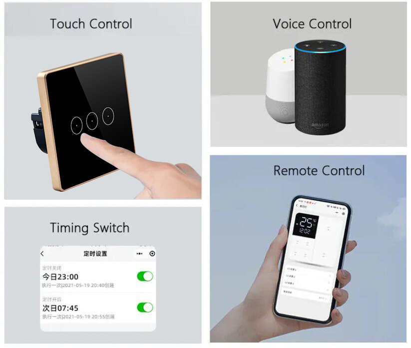 TYSH Home Security Wall Wifi Time Tuya Smart Home Switch Scene Zigbee Voice Control Switch Glass Panel Pc Frame