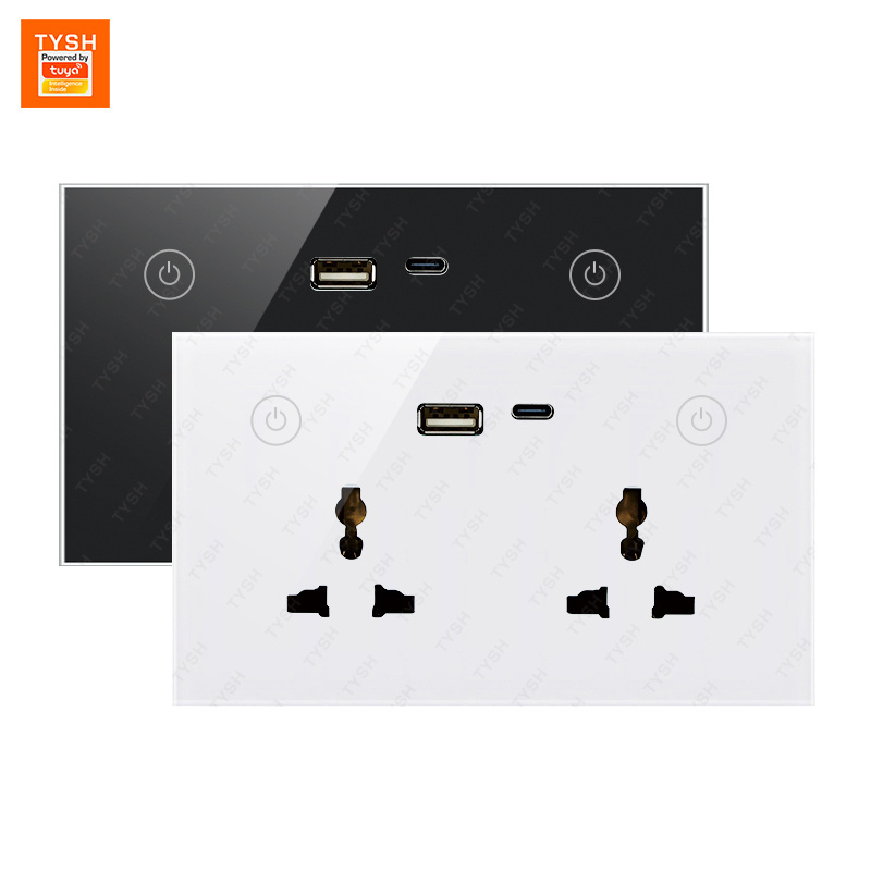 Tuya TYSH Fast Delivery Type C Usb Double Multi-funtion Tuya Wifi Wall Switch Socket Plug