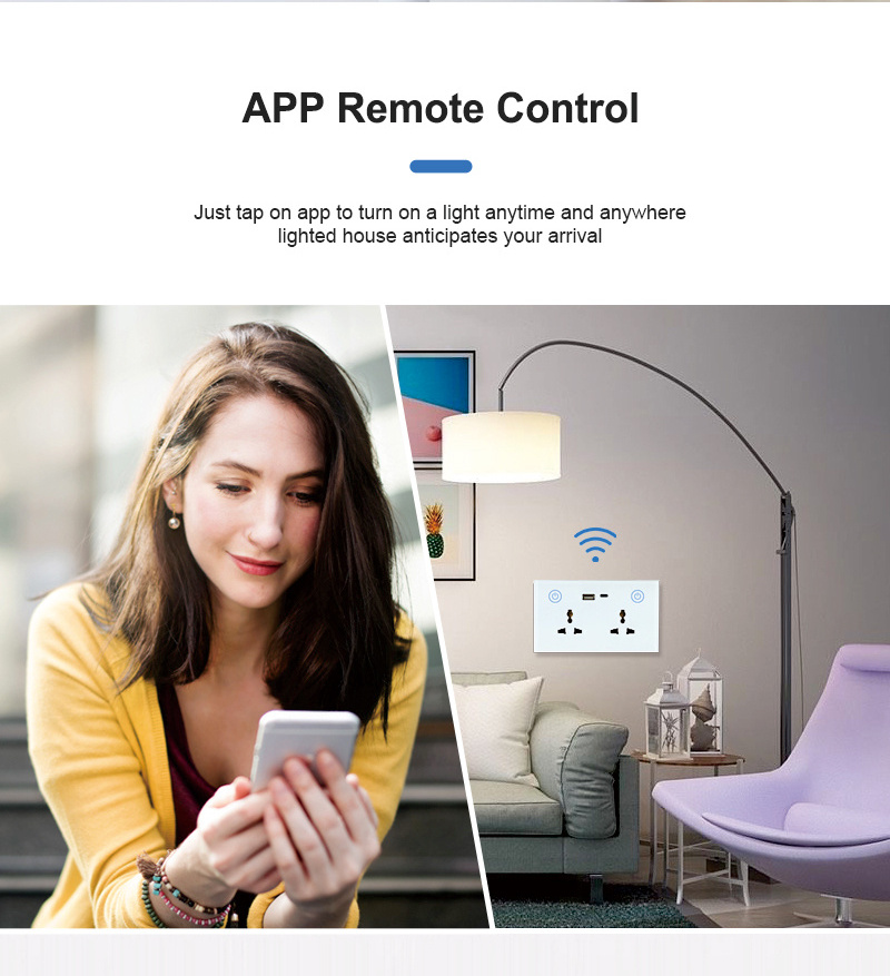 Tuya TYSH Fast Delivery Type C Usb Double Multi-funtion Tuya Wifi Wall Switch Socket Plug