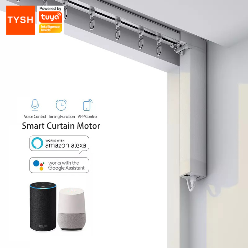 Tuya TYSH Alexa Google Remote Control Smart Automatic Curtain Electric Motorized Wifi Curtain Motor Support Custom Track