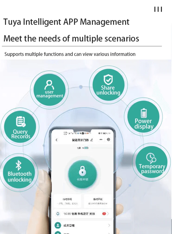 TYSH U-lock Electronic Smart Security APP Fingerprint Combination Password U Shape Glass Door Tuya Lock