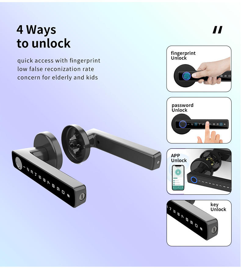 Tuya TYSH Biometric Fingerprint Password Electric Handle Door Lock Bedroom Home Wood Smart Door Lock Smart Lock