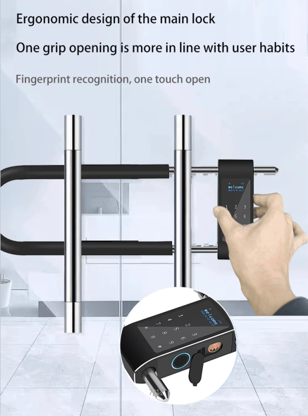 TYSH U-lock Electronic Smart Security APP Fingerprint Combination Password U Shape Glass Door Tuya Lock