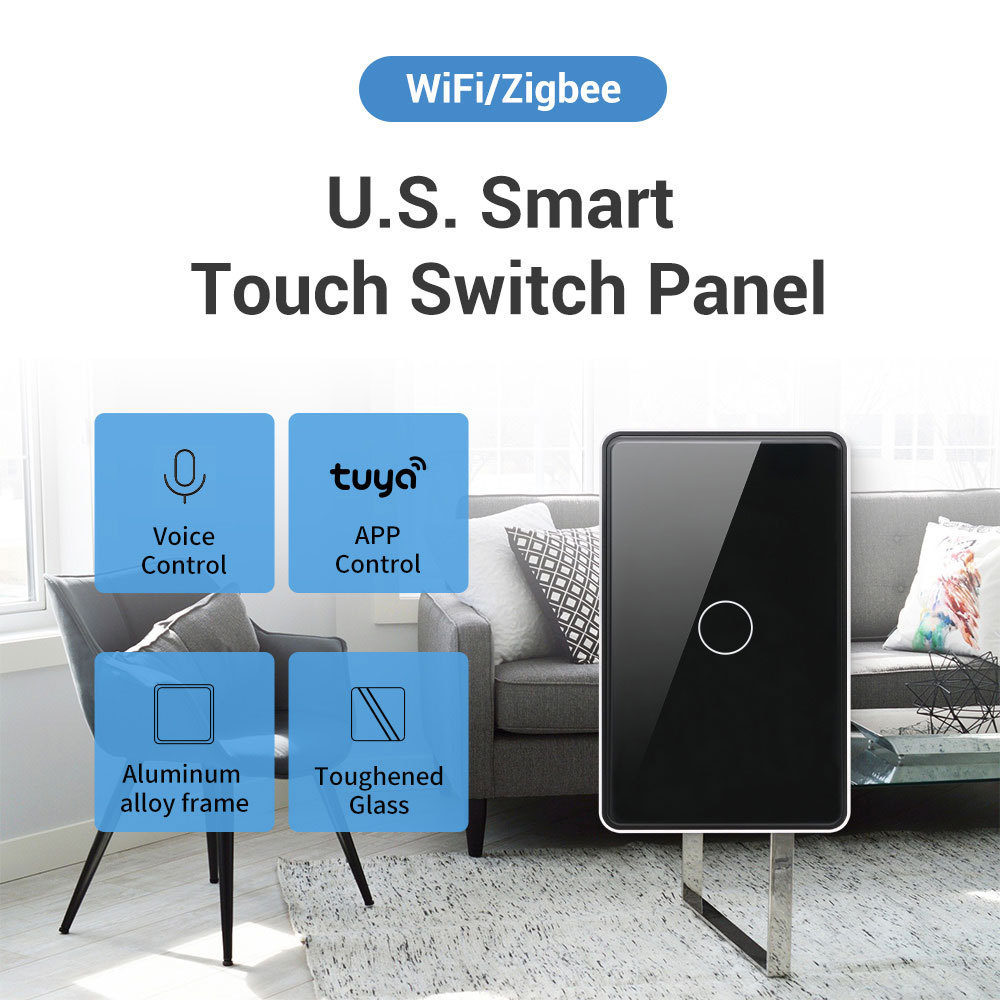 TYSH Us Eu Standard Tuya Smart Home Zigbee Scene Touch Switch Wifi Time Wall Switch Voice Command Remote Control Light Switch