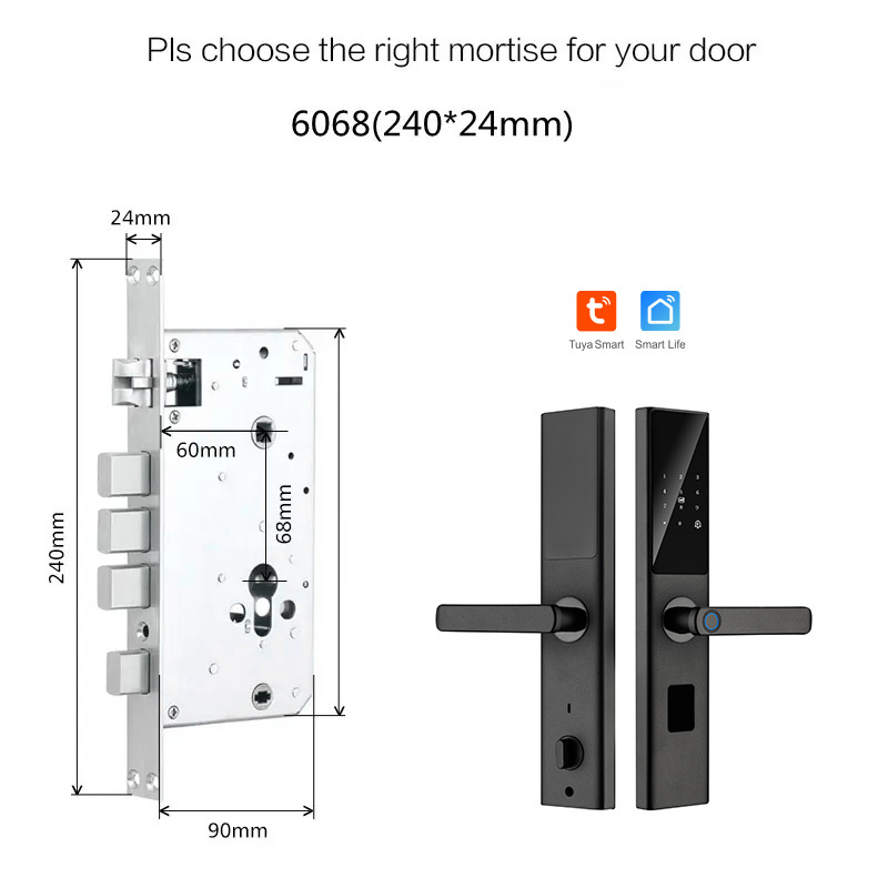 TYSH Tuya Biometric Fingerprint Smart Lock Zigbee Wifi APP Card Key Unlock Cerraduras Inteligentes Security Smart Door Lock