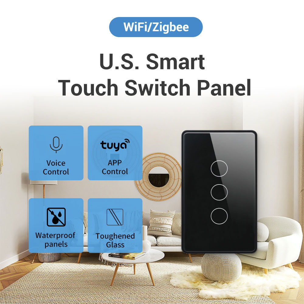 TYSH Home Security Wall Wifi Time Tuya Smart Home Switch Scene Zigbee Voice Control Switch Glass Panel Pc Frame