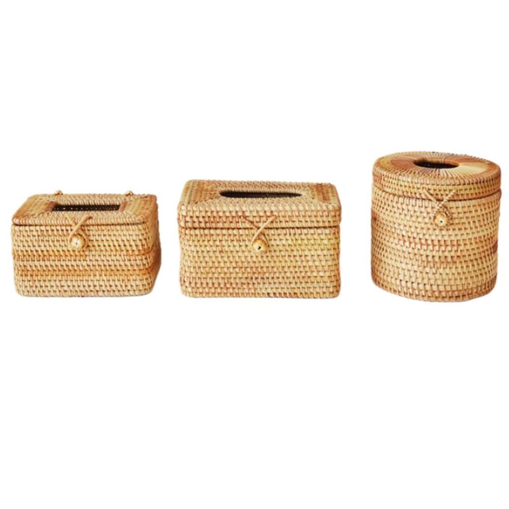 New Item Unique Wicker Rattan Tissue Box Cover Linen With Lids Bamboo Napkin Holder Table Accessories For Kitchen in Viet Nam